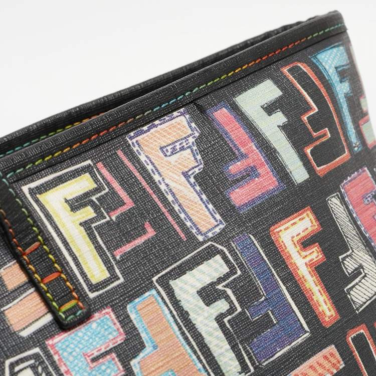 Pre Owned Fendi Multicolor Zucca Print Coated Canvas and Leather Roll Tote