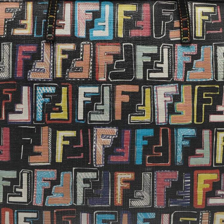 Pre Owned Fendi Multicolor Zucca Print Coated Canvas and Leather Roll Tote
