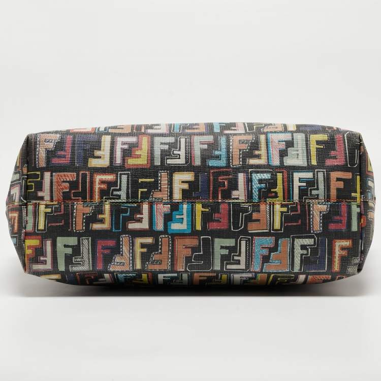 Pre Owned Fendi Multicolor Zucca Print Coated Canvas and Leather Roll Tote