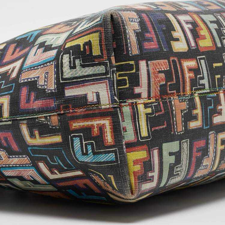 Pre Owned Fendi Multicolor Zucca Print Coated Canvas and Leather Roll Tote
