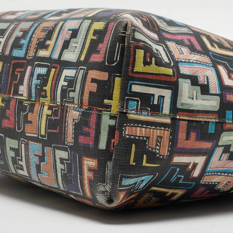 Pre Owned Fendi Multicolor Zucca Print Coated Canvas and Leather Roll Tote