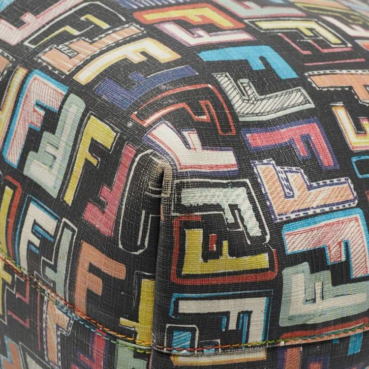 Pre Owned Fendi Multicolor Zucca Print Coated Canvas and Leather Roll Tote