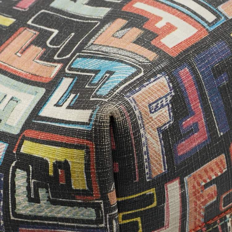 Pre Owned Fendi Multicolor Zucca Print Coated Canvas and Leather Roll Tote