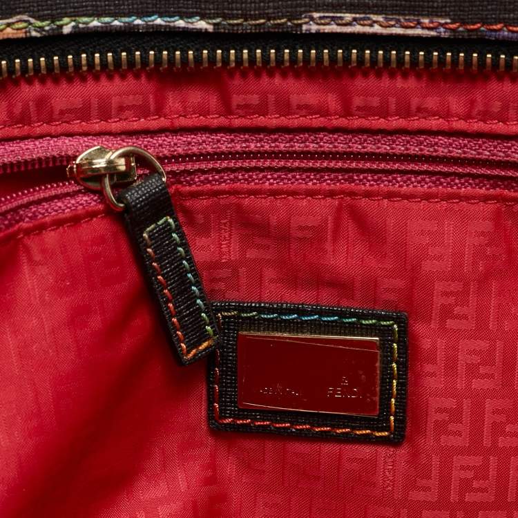 Pre Owned Fendi Multicolor Zucca Print Coated Canvas and Leather Roll Tote