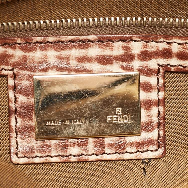 Pre Owned Fendi Tobacco Zucca Canvas and Leather Chef Hobo