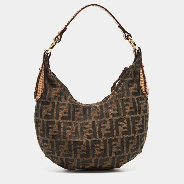 Pre Owned Fendi Tobacco Zucca Canvas and Leather Chef Hobo