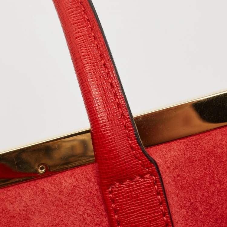 Pre Owned Fendi Red Leather Medium 2Jours Tote
