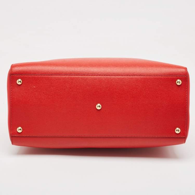 Pre Owned Fendi Red Leather Medium 2Jours Tote