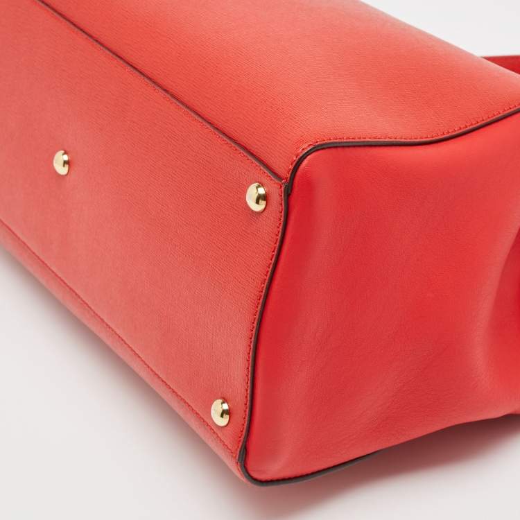 Pre Owned Fendi Red Leather Medium 2Jours Tote