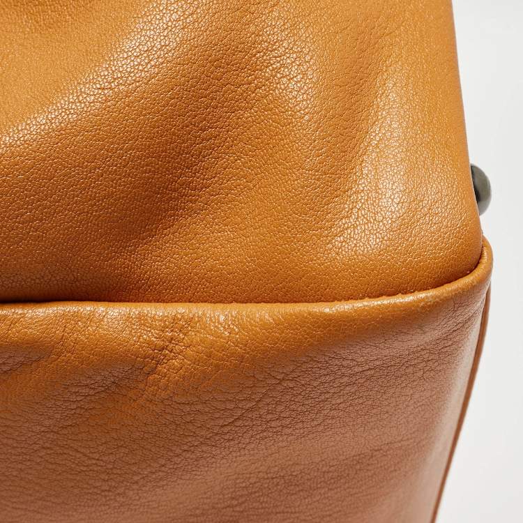 Pre Owned Fendi Tan Leather Large Peekaboo Top Handle Bag