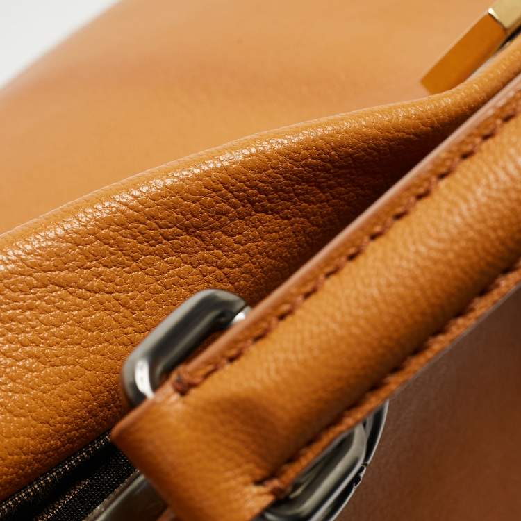 Pre Owned Fendi Tan Leather Large Peekaboo Top Handle Bag