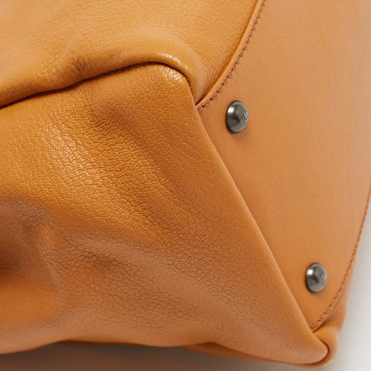 Pre Owned Fendi Tan Leather Large Peekaboo Top Handle Bag
