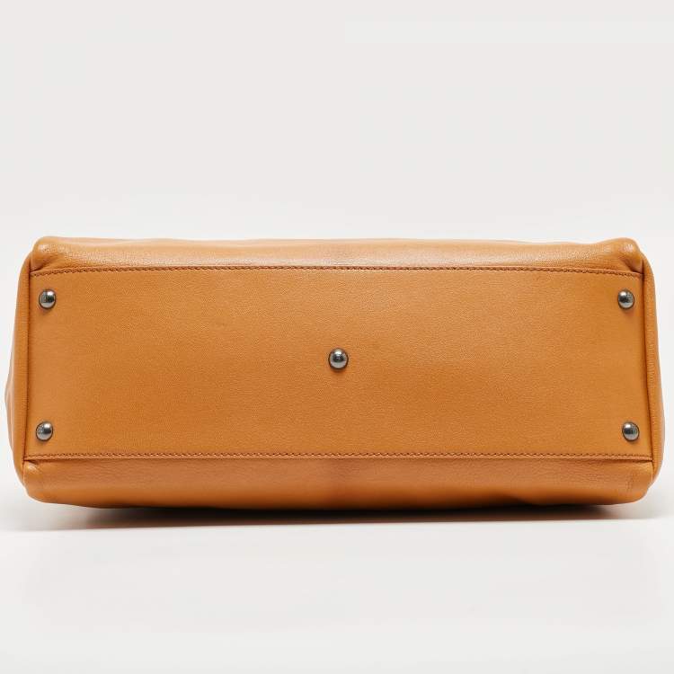 Pre Owned Fendi Tan Leather Large Peekaboo Top Handle Bag