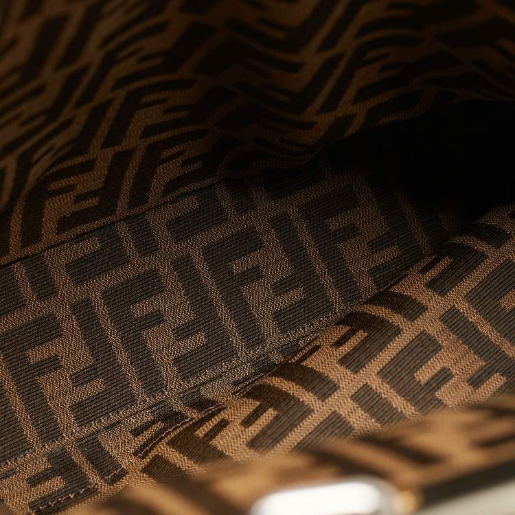 Pre Owned Fendi Tan Leather Large Peekaboo Top Handle Bag
