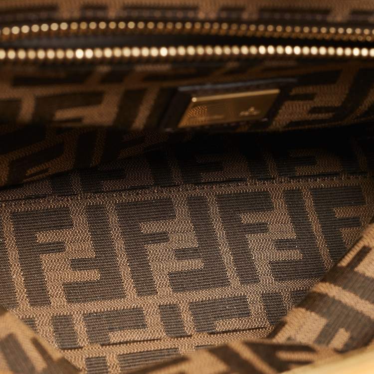 Pre Owned Fendi Tan Leather Large Peekaboo Top Handle Bag