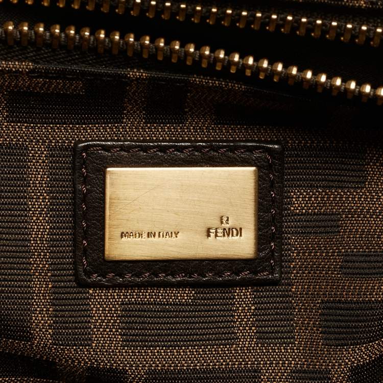 Pre Owned Fendi Tan Leather Large Peekaboo Top Handle Bag