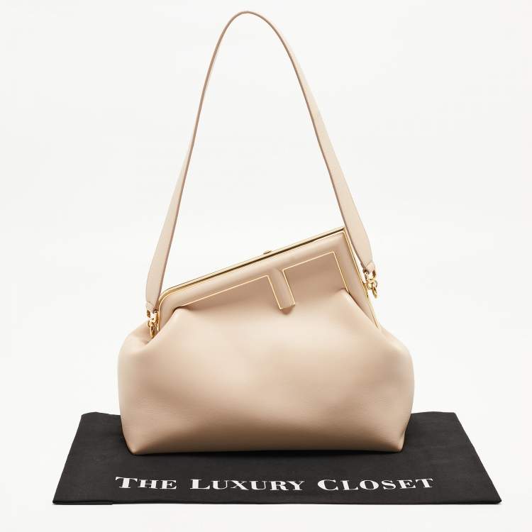Pre Owned Fendi Beige Leather Medium First Shoulder Bag