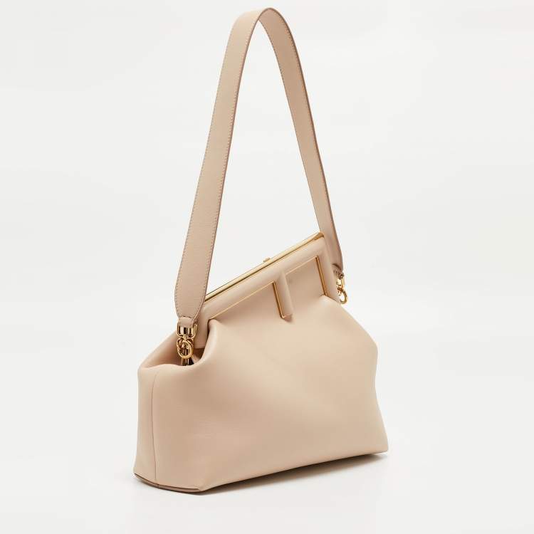 Pre Owned Fendi Beige Leather Medium First Shoulder Bag