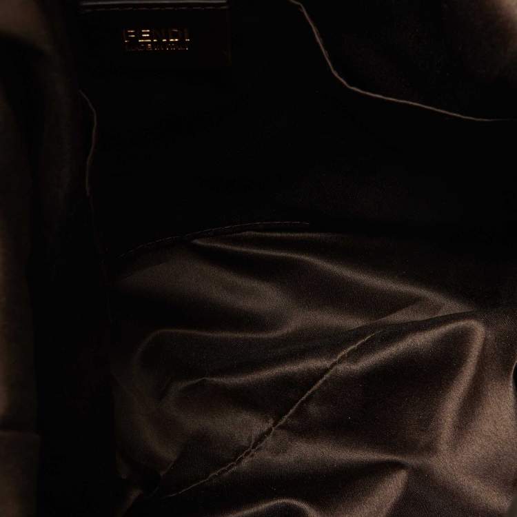 Pre Owned Fendi Dark Brown Shimmer Nubuck Leather Forever Hobo