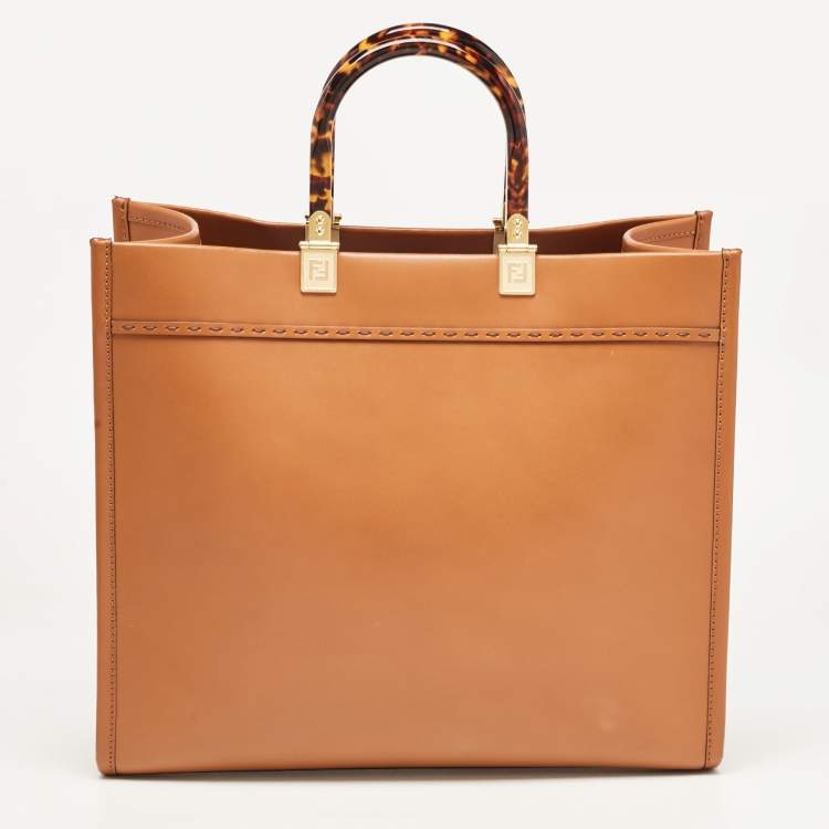 Pre Owned Fendi Brown Leather Medium Sunshine Tote