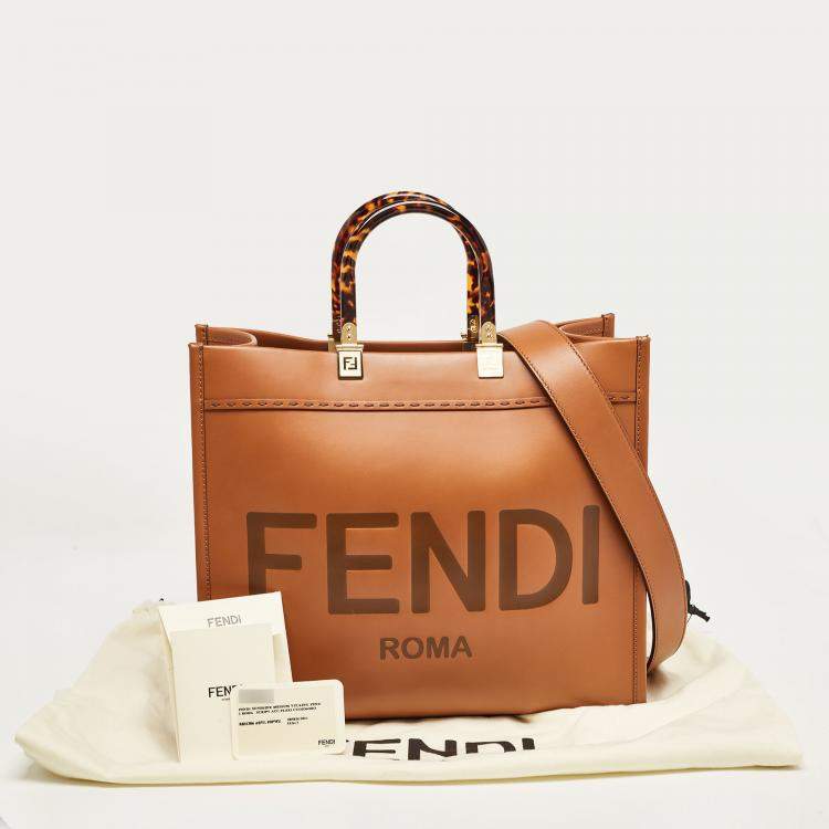 Pre Owned Fendi Brown Leather Medium Sunshine Tote