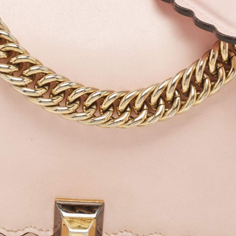 Pre Owned Fendi Pink Leather Mini Scalloped Kan I Shoulder Bag