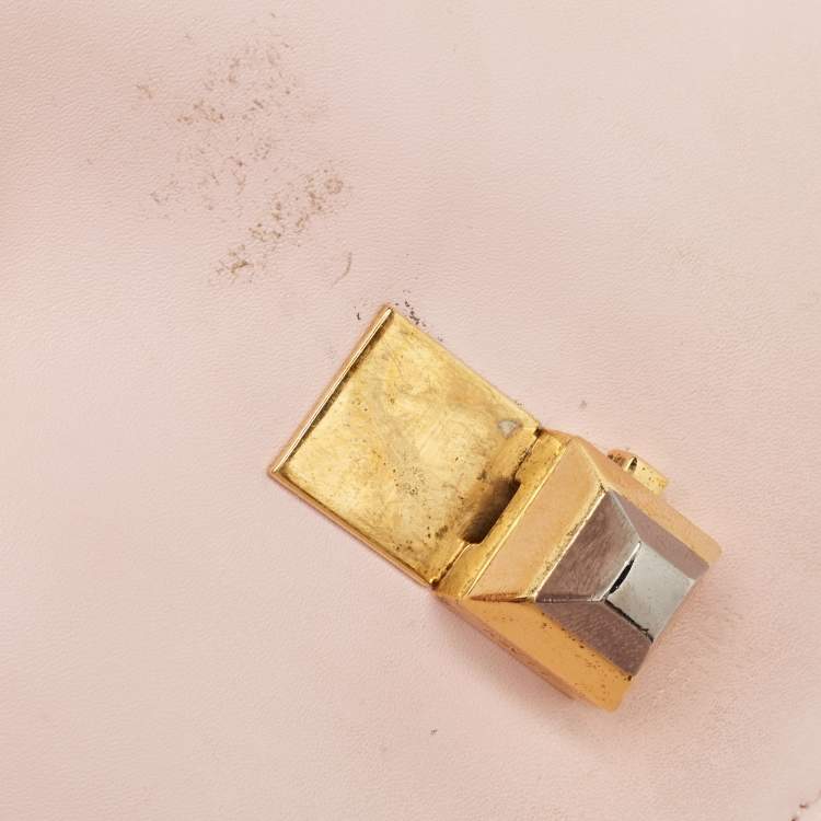 Pre Owned Fendi Pink Leather Mini Scalloped Kan I Shoulder Bag