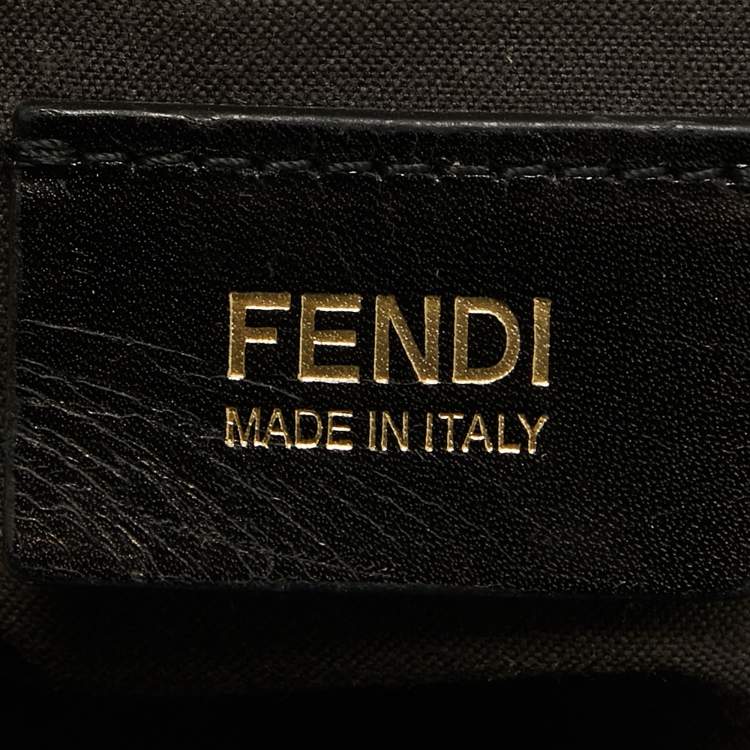 Pre Owned Fendi Black Zucca Canvas and Leather Chef Chain Link Hobo