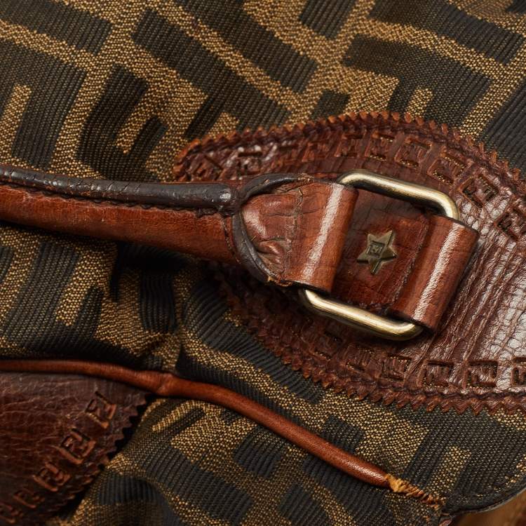Pre Owned Fendi Brown/Tobacco Zucca Canvas and Leather Small Chef De Jour Bag
