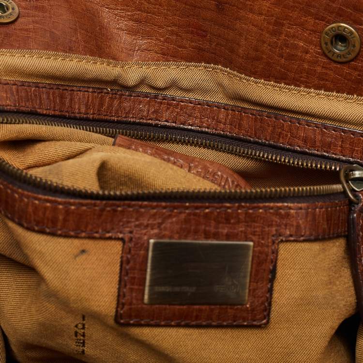 Pre Owned Fendi Brown/Tobacco Zucca Canvas and Leather Small Chef De Jour Bag
