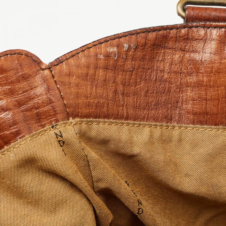 Pre Owned Fendi Brown/Tobacco Zucca Canvas and Leather Small Chef De Jour Bag