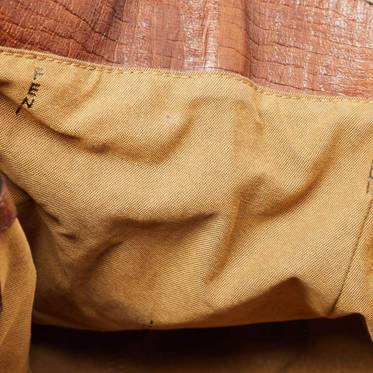 Pre Owned Fendi Brown/Tobacco Zucca Canvas and Leather Small Chef De Jour Bag