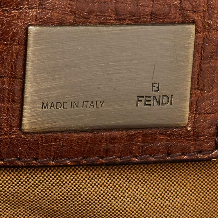 Pre Owned Fendi Brown/Tobacco Zucca Canvas and Leather Small Chef De Jour Bag