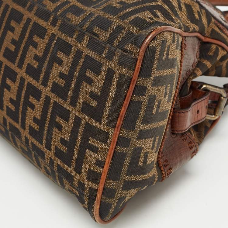 Pre Owned Fendi Brown/Tobacco Zucca Canvas and Leather Small Chef De Jour Bag