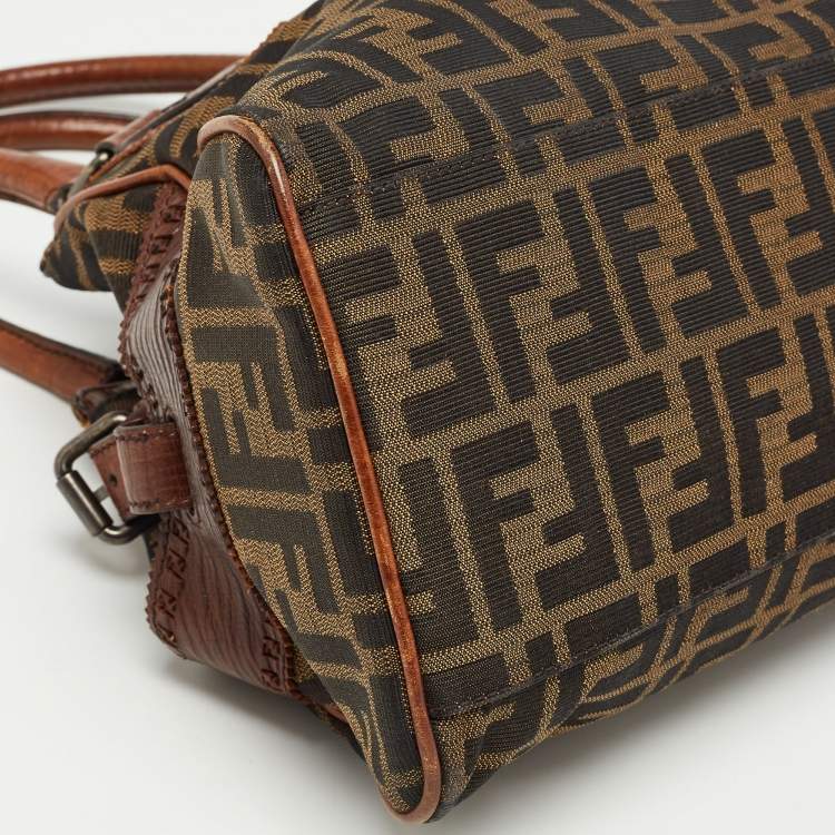 Pre Owned Fendi Brown/Tobacco Zucca Canvas and Leather Small Chef De Jour Bag