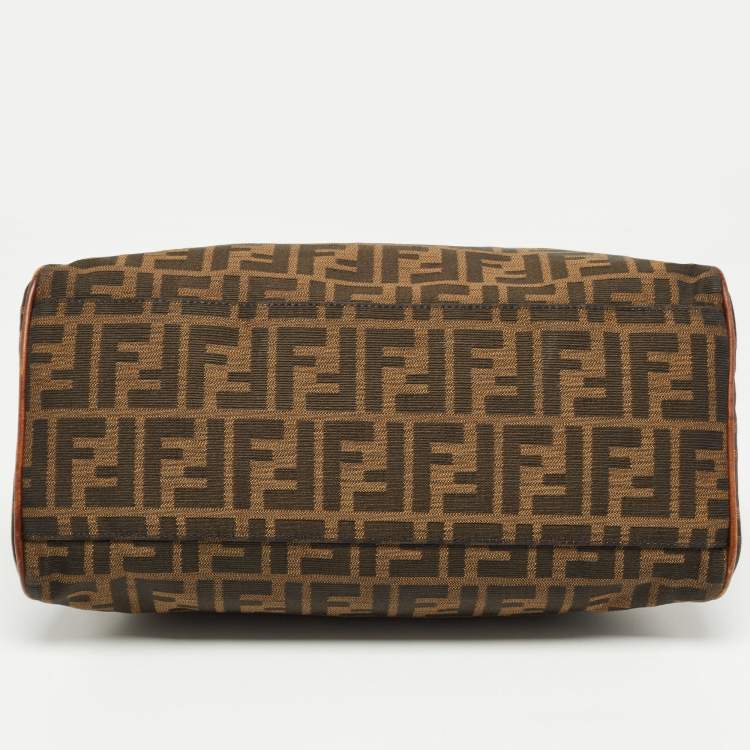 Pre Owned Fendi Brown/Tobacco Zucca Canvas and Leather Small Chef De Jour Bag