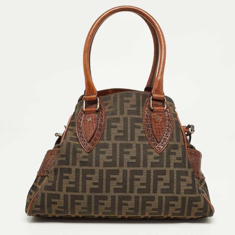 Pre Owned Fendi Brown/Tobacco Zucca Canvas and Leather Small Chef De Jour Bag