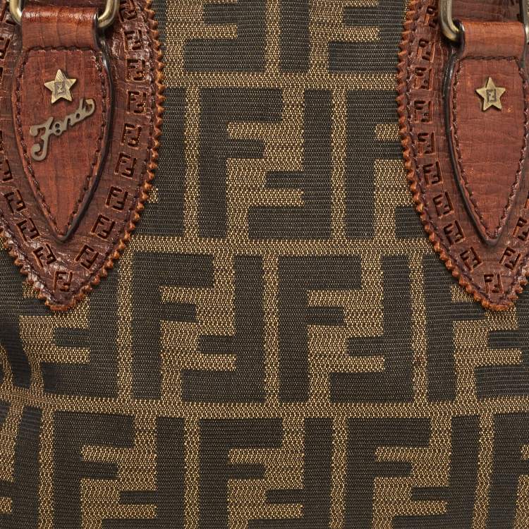 Pre Owned Fendi Brown/Tobacco Zucca Canvas and Leather Small Chef De Jour Bag