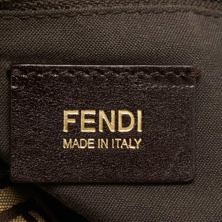 Pre Owned Fendi Yellow/Beige Zucchino Canvas Large Studded Mama Forever Shoulder Bag