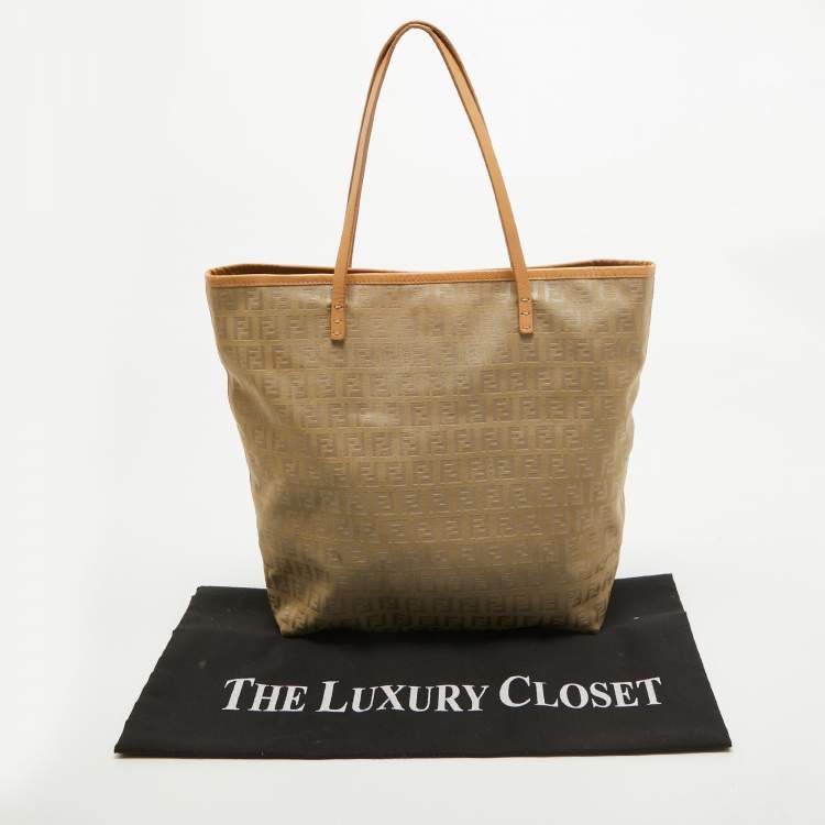 Pre Owned Fendi Beige Zucchino Canvas Small Vintage Roll Tote