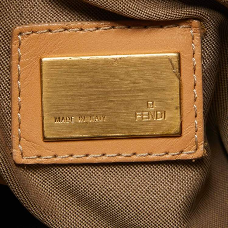 Pre Owned Fendi Beige Zucchino Canvas Small Vintage Roll Tote