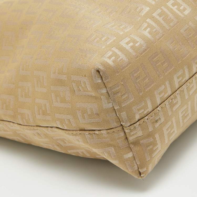 Pre Owned Fendi Beige Zucchino Canvas Small Vintage Roll Tote