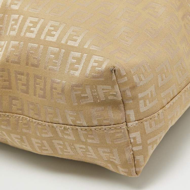 Pre Owned Fendi Beige Zucchino Canvas Small Vintage Roll Tote