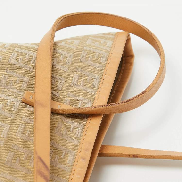Pre Owned Fendi Beige Zucchino Canvas Small Vintage Roll Tote