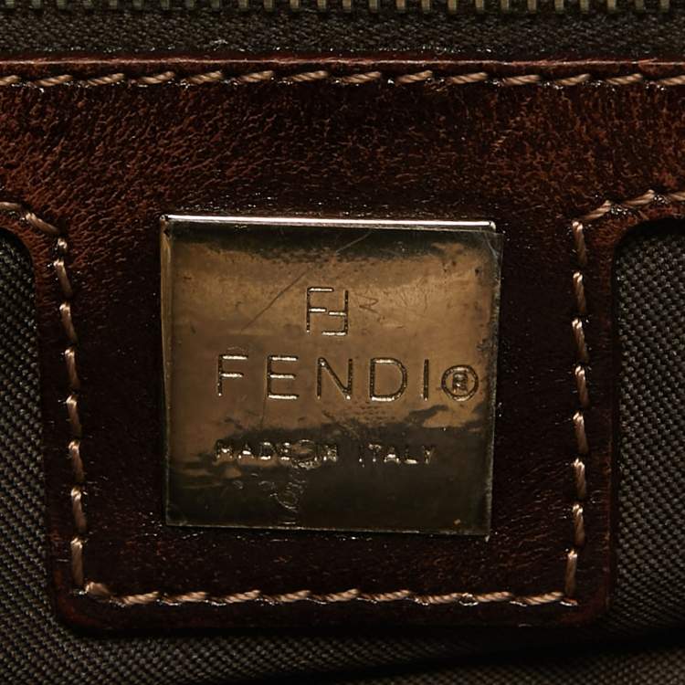 Pre Owned Fendi Beige/Brown Zucca Canvas and Leather Vintage Baguette Bag