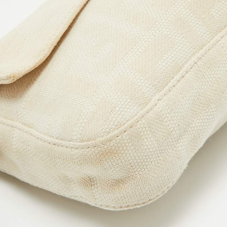Pre Owned Fendi Beige/Brown Zucca Canvas and Leather Vintage Baguette Bag