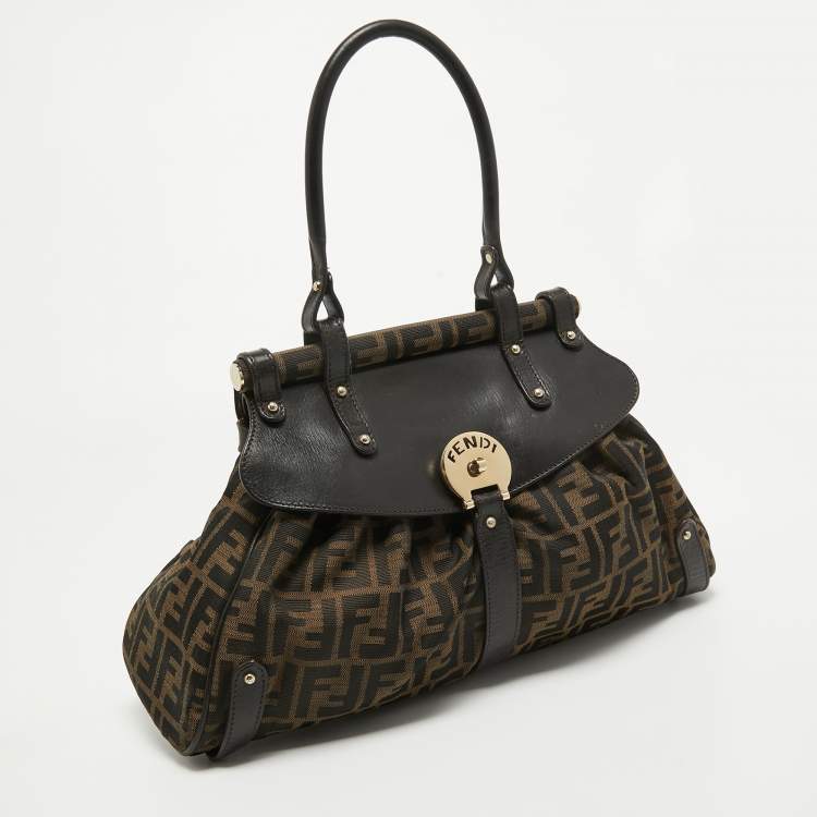 مملوكة مسبقًا Fendi Tobacco Zucca Canvas and Leather Magic Bag