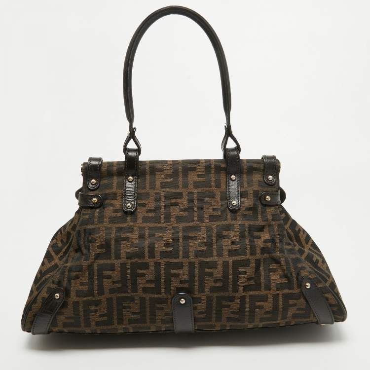 مملوكة مسبقًا Fendi Tobacco Zucca Canvas and Leather Magic Bag