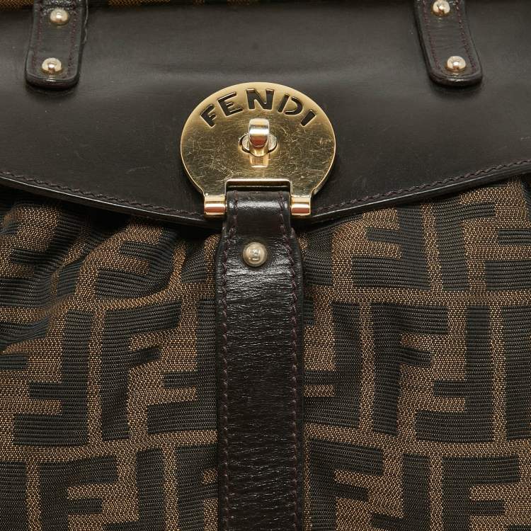 مملوكة مسبقًا Fendi Tobacco Zucca Canvas and Leather Magic Bag