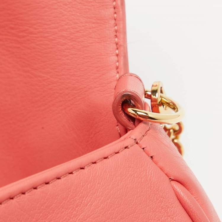 Pre Owned Fendi Coral Pink Leather Fendista Chain Bag